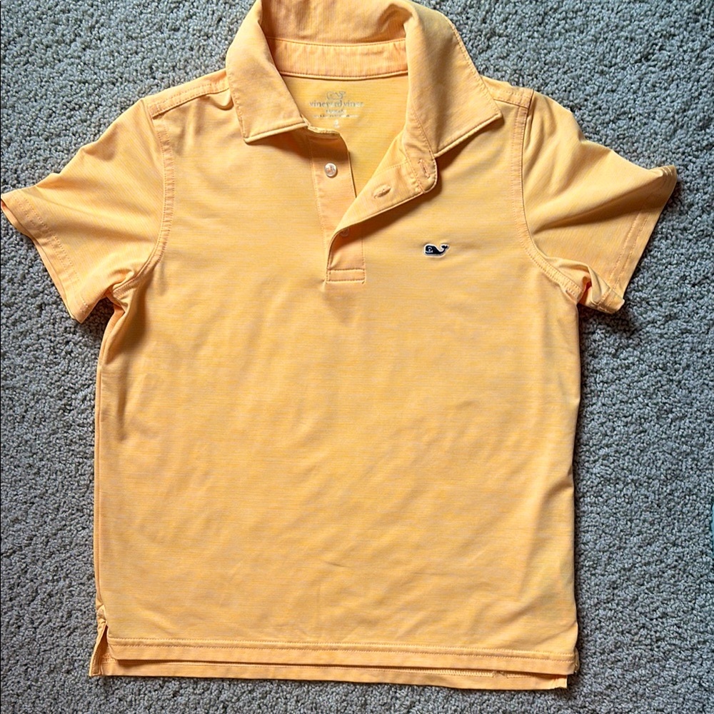 Vineyard Vines Boys' Bradley Sankaty Performance Polo Sz S (8-10) Tangerine